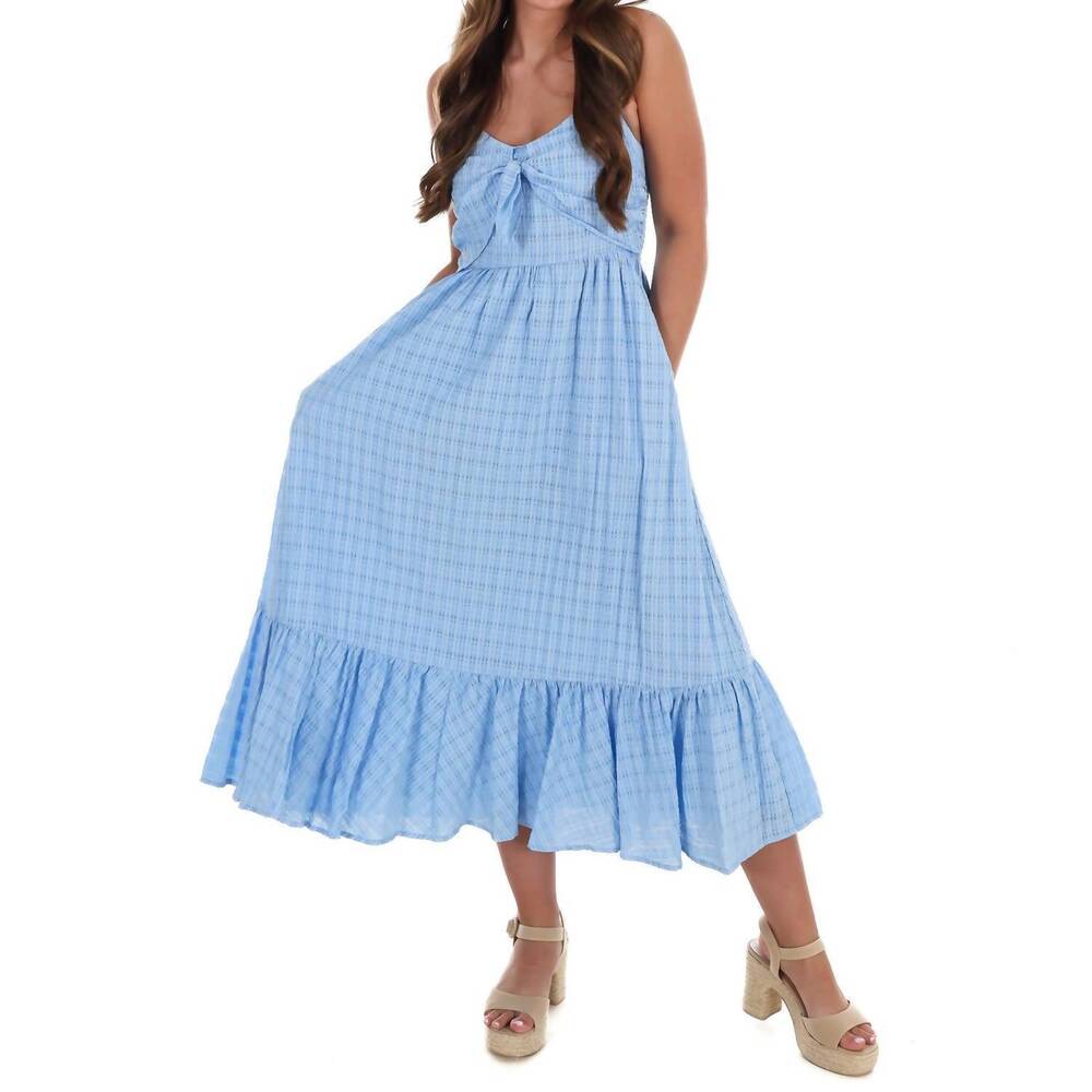 NEW IN FEBRUARY better mood textured flare dress in powder blue - Picture 4 of 5